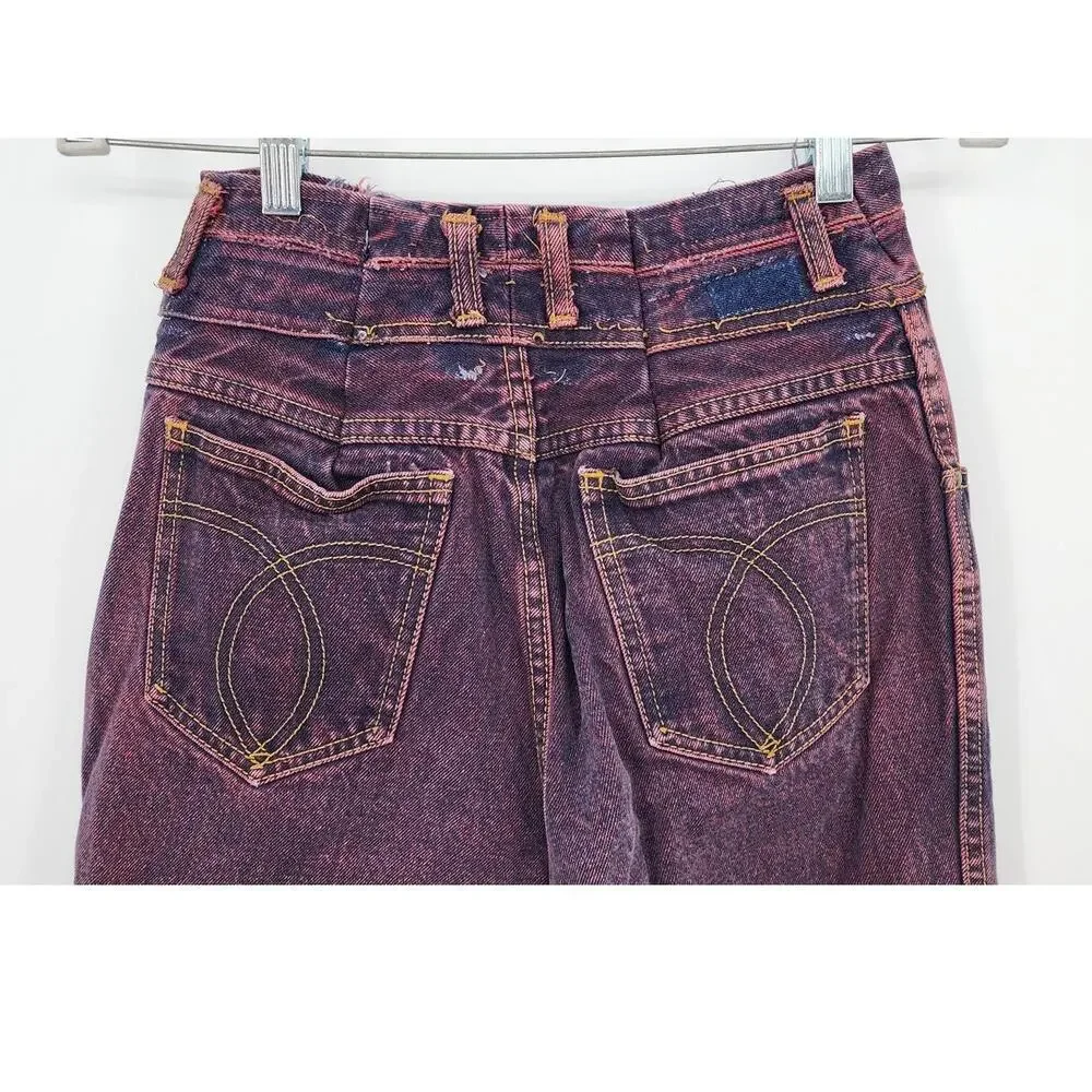 Vintage UnBranded Purple‎ Pink Wash Straight Leg High Waist